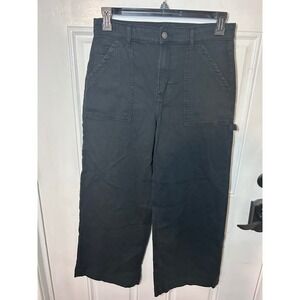 American Eagle Super High-Rise Baggy Wide Leg Black Carpenter Pants Womens 10S